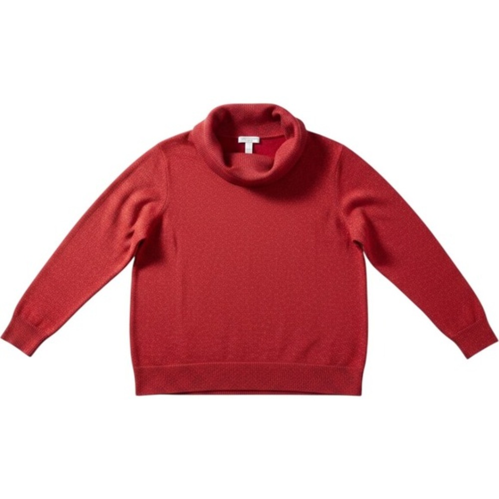 Charter Club Womens 1X Silk Blend Red Sparkle Metallic Cowl‎ Neck Sweater